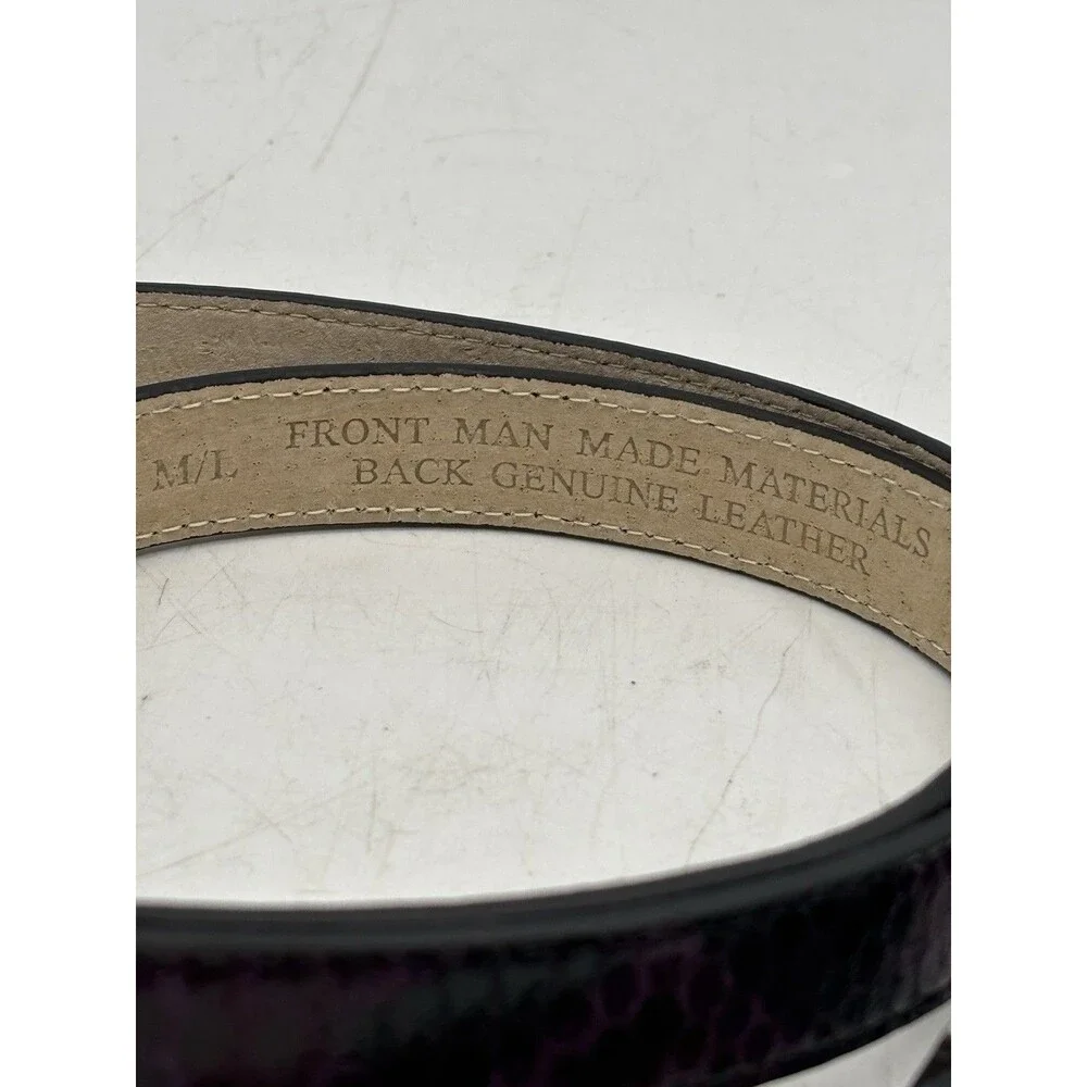 White House Black Market Belt Silver Purple Leather Belt Reptile Adjustable M/L